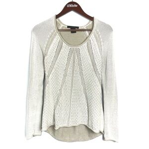 Calvin Klein Jeans Open Stitch Knit Cozy Sweater Beige Cream Women's Size Small